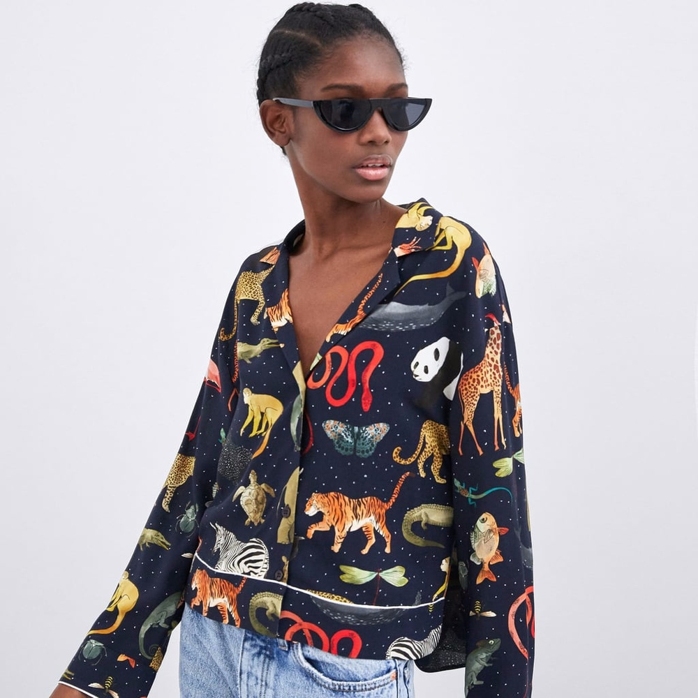 PRINTED PAJAMA-STYLE SHIRT